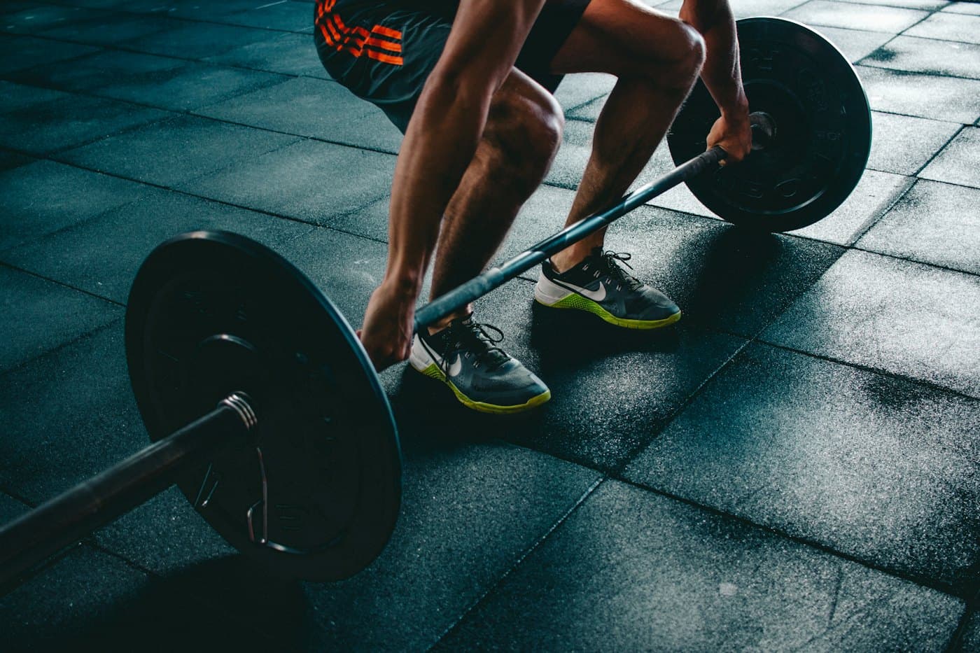 Close-up of a barbell deadlift